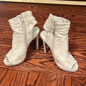 Wild Diva Cream Peep-Toe Heeled Boots